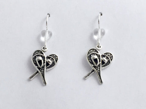 Sterling Silver Snowshoe dangle earrings--snow, winter, shoes, shoe, snowshoeing
