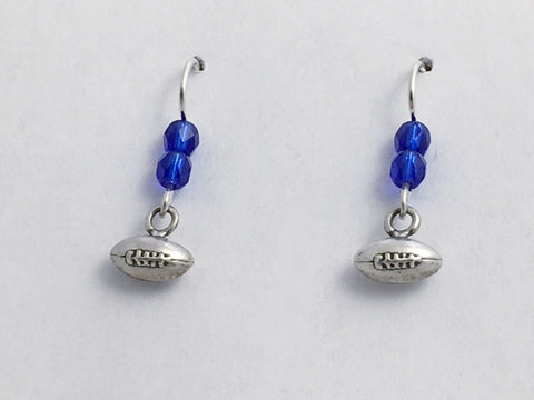 Sterling Silver tiny football dangle earrings- footballs, team colors, sports