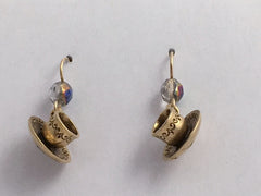 Gold tone Pewter & 14k gf 3-D tea cup & saucer Earrings- tea lover- cups,saucers