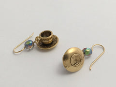 Gold tone Pewter & 14k gf 3-D tea cup & saucer Earrings- tea lover- cups,saucers