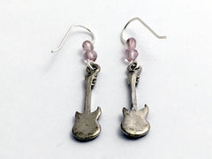 Pewter & sterling silver electric guitar earrings-music- musician, rock, guitars