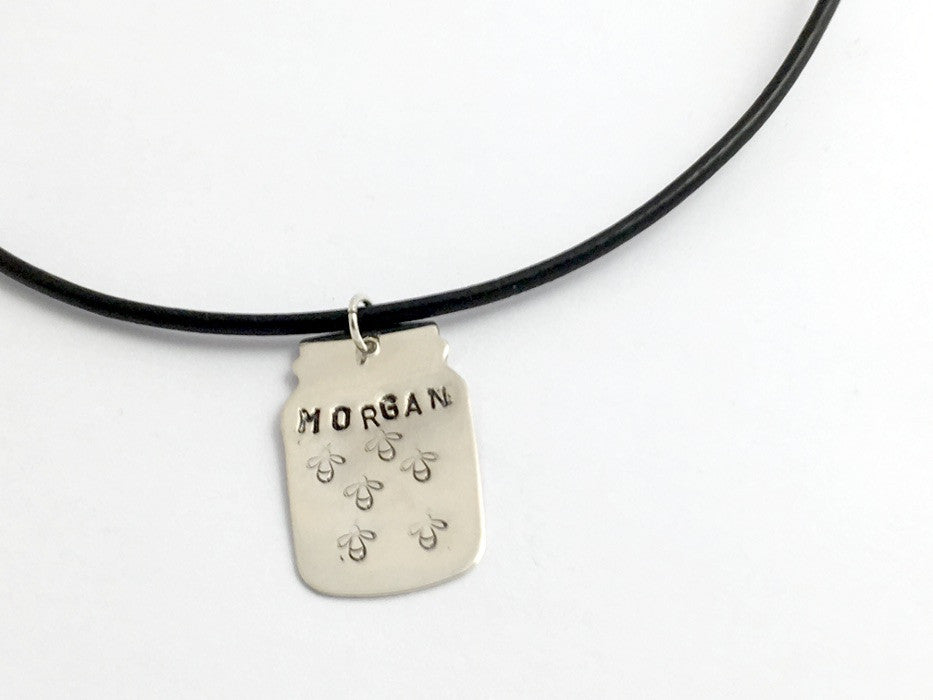 Fireflies for Morgan Sterling Silver Mason Jar pendant fundraiser- leather cord