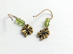 Gold tone Pewter & 14k gf small 4 leaf clover dangle earrings- 4-H, Luck,clovers