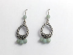 Sterling silver Celtic knot oval braid earrings-faceted amazonite dangles, knots