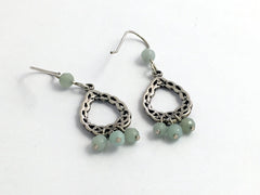 Sterling silver Celtic knot oval braid earrings-faceted amazonite dangles, knots