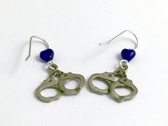 Pewter & Sterling silver  handcuff earrings-Law Enforcement, security, hand cuff