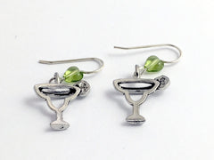 Pewter & sterling silver Margarita glass w/ limes earrings- drinks, margaritas