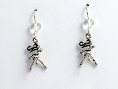 Sterling silver 3-D  Movie Camera dangle Earrings-Drama-Acting-film, cinema, movies