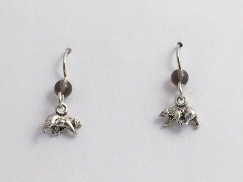 Sterling silver tiny walking bear dangle earrings- brown, black, grizzly, bears