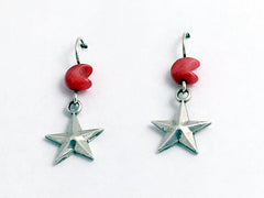 Sterling Silver medium star dangle earrings-stellar, celestial, coral moons,moon