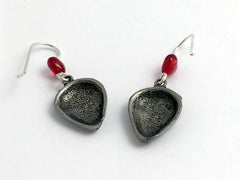 Pewter & Sterling Silver Strawberry dangle earrings-berries, berry, strawberries