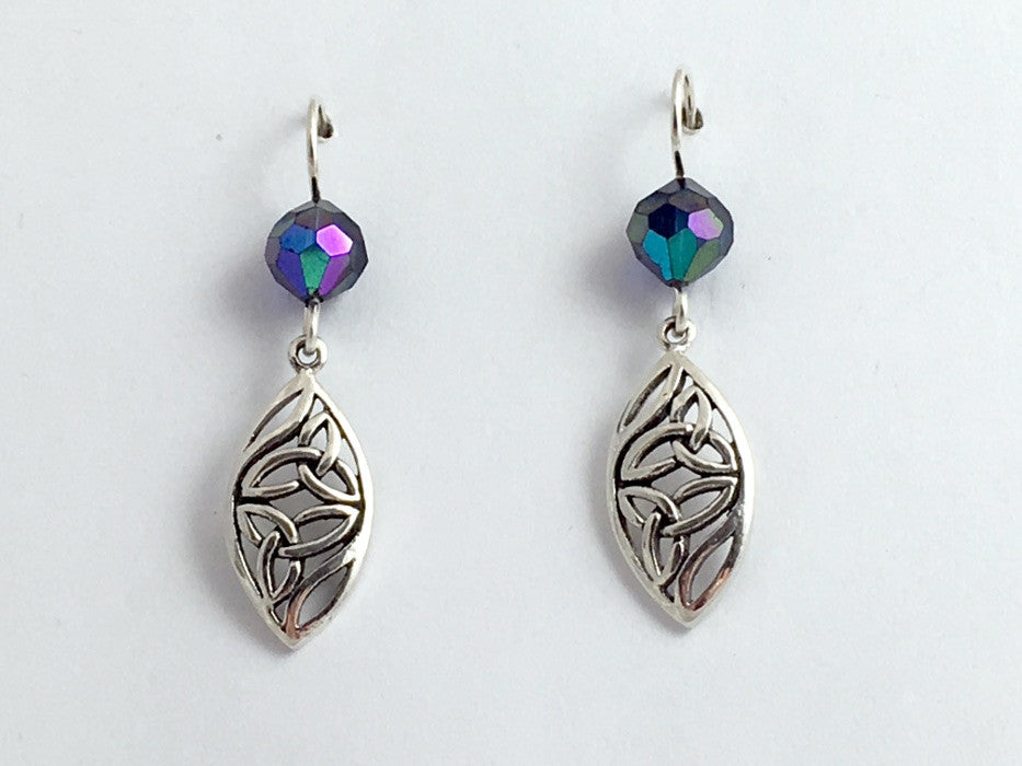 Sterling Silver Celtic double Trinity Knot dangle Earrings-knots,vintage crystal