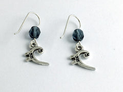 Sterling Silver Bass Clef dangle earrings-denim blue, music,musician,Band,clefs