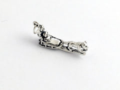 Sterling Silver  3-D Husky dog with sled charm or pendant- Huskies, dogs,sleigh