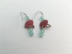 Sterling silver Celtic Trinity knot dangle earrings- aqua glass,Shell, triquetra