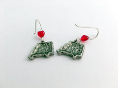 Pewter & Sterling silver Ambulance dangle  Earrings-EMT- Medic, emergency, heart