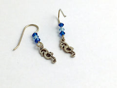 Sterling silver tiny seahorse dangle earrings-ocean- sea horse, marine, crystal