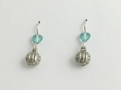 Pewter & sterling silver Volleyball dangle earrings- Volley balls, team colors