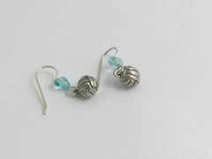 Pewter & sterling silver Volleyball dangle earrings- Volley balls, team colors