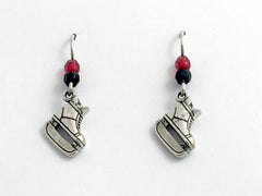 Sterling Silver hockey ice skate dangle earrings- skates, team colors, skating