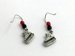 Sterling Silver hockey ice skate dangle earrings- skates, team colors, skating