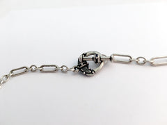 18 inch sterling silver long and short chain with Pewter Celtic Knot Horses Necklace, Black Onyx
