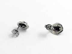 Sterling Silver and Surgical Steel Lion Head stud earrings-Roaring Lions, Mane