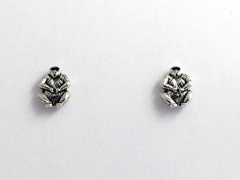 Sterling Silver & Surgical Steel gorilla stud earrings-Ape, Apes, Gorillas,studs