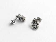 Sterling Silver & Surgical Steel gorilla stud earrings-Ape, Apes, Gorillas,studs