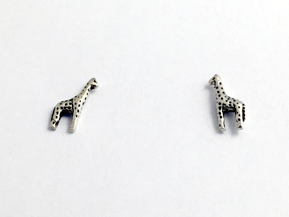 Sterling Silver giraffe stud earrings-giraffes, Africa, ungulate, animal, studs