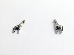 Sterling Silver giraffe stud earrings-giraffes, Africa, ungulate, animal, studs