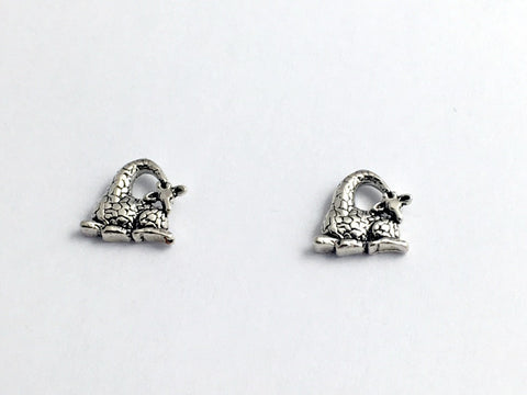 Sterling Silver & Surgical Steel resting giraffe stud earrings-giraffes,ungulate