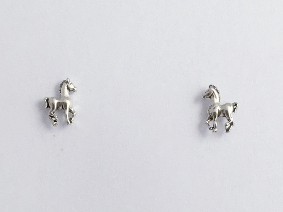Sterling Silver & Surgical Steel tiny horse stud earrings-pony, colt, foal,equus