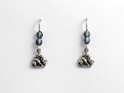 Sterling silver small Koala bear w/baby dangle earrings-Australia, joey, koalas