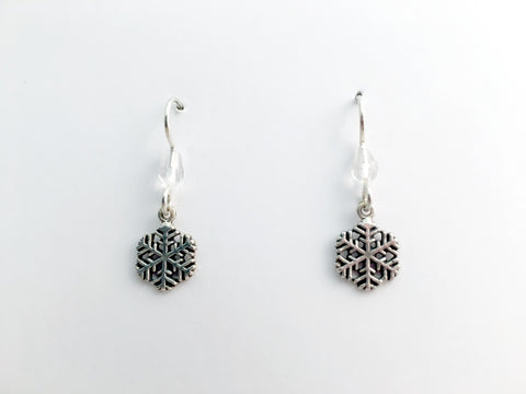 Sterling Silver medium snowflake dangle earrings-holiday- winter- snow- ski,sled