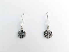 Sterling Silver medium snowflake dangle earrings-holiday- winter- snow- ski,sled