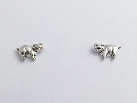 Sterling Silver and Surgical Steel Happy Pig stud earrings- swine-pigs, hog,hogs