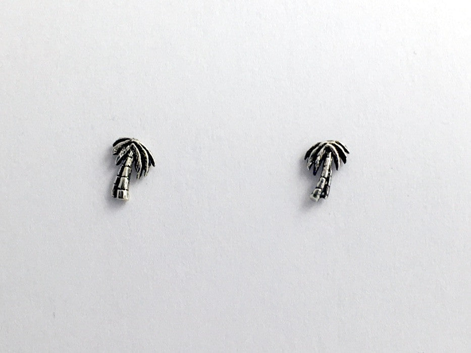 Sterling Silver & Surgical Steel palm tree stud earrings-beach, tropics, palms