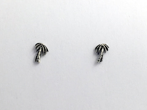 Sterling Silver & Surgical Steel palm tree stud earrings-beach, tropics, palms