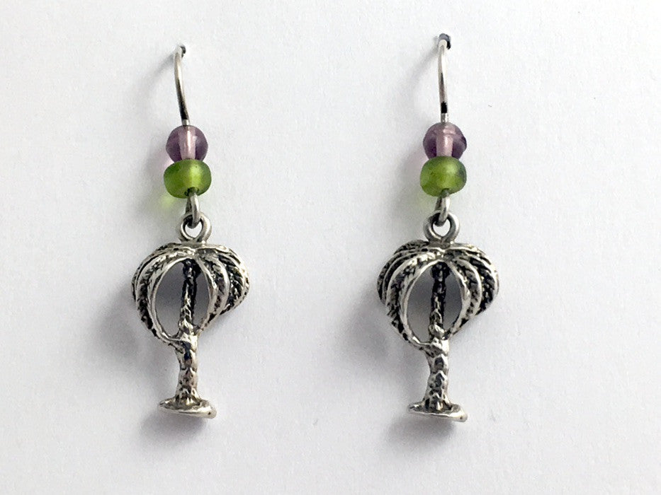 Sterling silver Single Palm Tree dangle Earrings-Travel-tropics, trees, beach