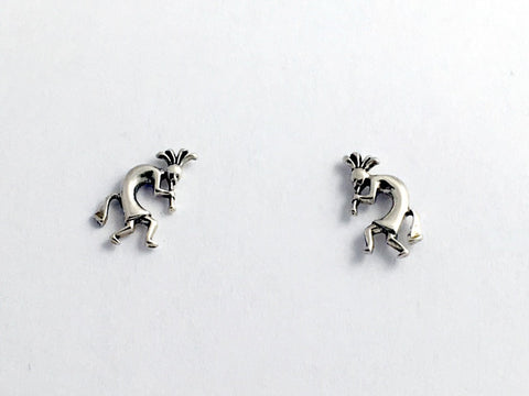 Sterling Silver & Surgical Steel  Kokopelli stud earrings-Trickster, Southwest