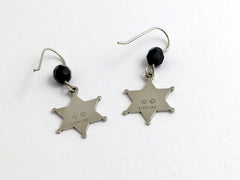 Sterling Deputy US Marshal dangle earrings-Law Enforcement, star, Marshals,badge