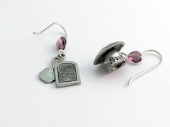Pewter & sterling silver 3-D tea cup & saucer & tea bag dangle earrings- teabag
