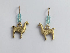 Gold tone Pewter & 14k gf llama dangle earrings-alpaca, Andes, Peru, Llamas,