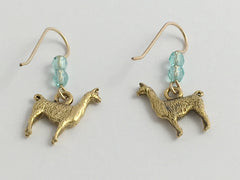 Gold tone Pewter & 14k gf llama dangle earrings-alpaca, Andes, Peru, Llamas,