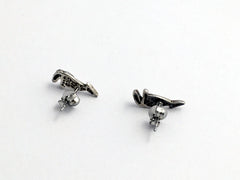 Sterling Silver & Surgical Steel coyote stud earrings-dog, howl, coyotes, dogs