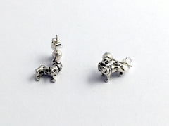 Sterling silver 4mm ball stud w/ tiny Pug dog dangle Earrings- pugs, canine,dogs