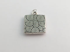 Square Pewter pendant with Celtic Trinity Knot, Pink and White stripes, Knots,