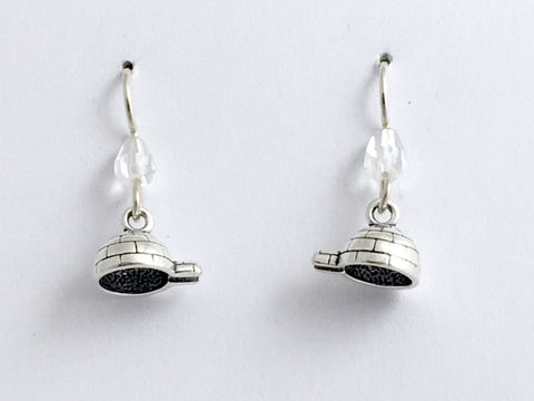 Sterling Silver tiny Igloo dangle earrings-snow house, Inuit, Canada, igloos,