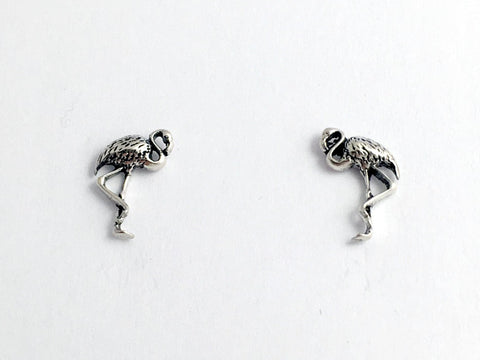 Sterling Silver and Surgical Steel flamingo stud earrings-bird-birds, flamingos